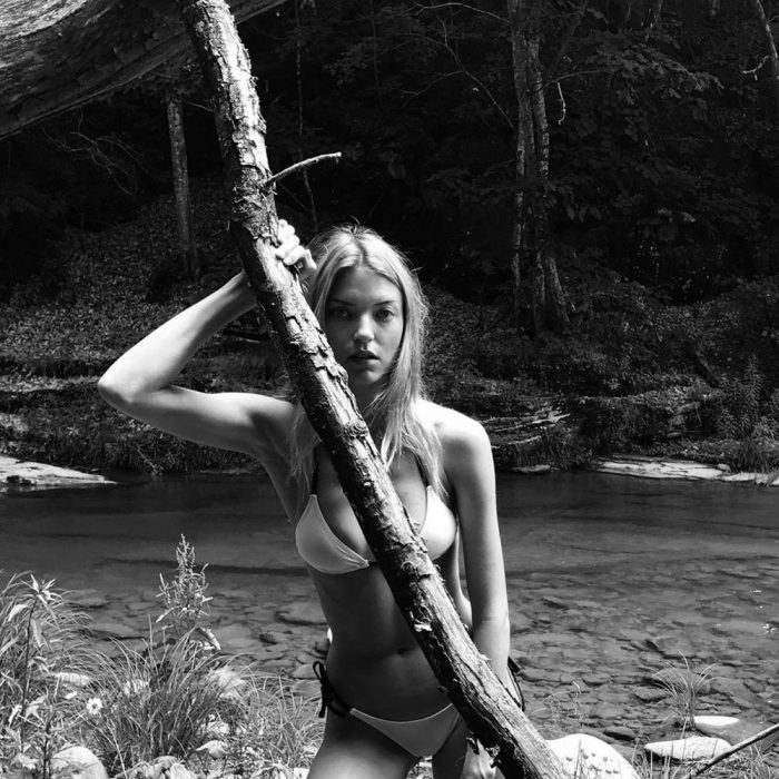 Martha Hunt Black & White Wet in a River