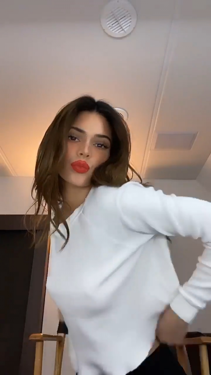 Kendall Jenner Braless Pokies on Instagram Live