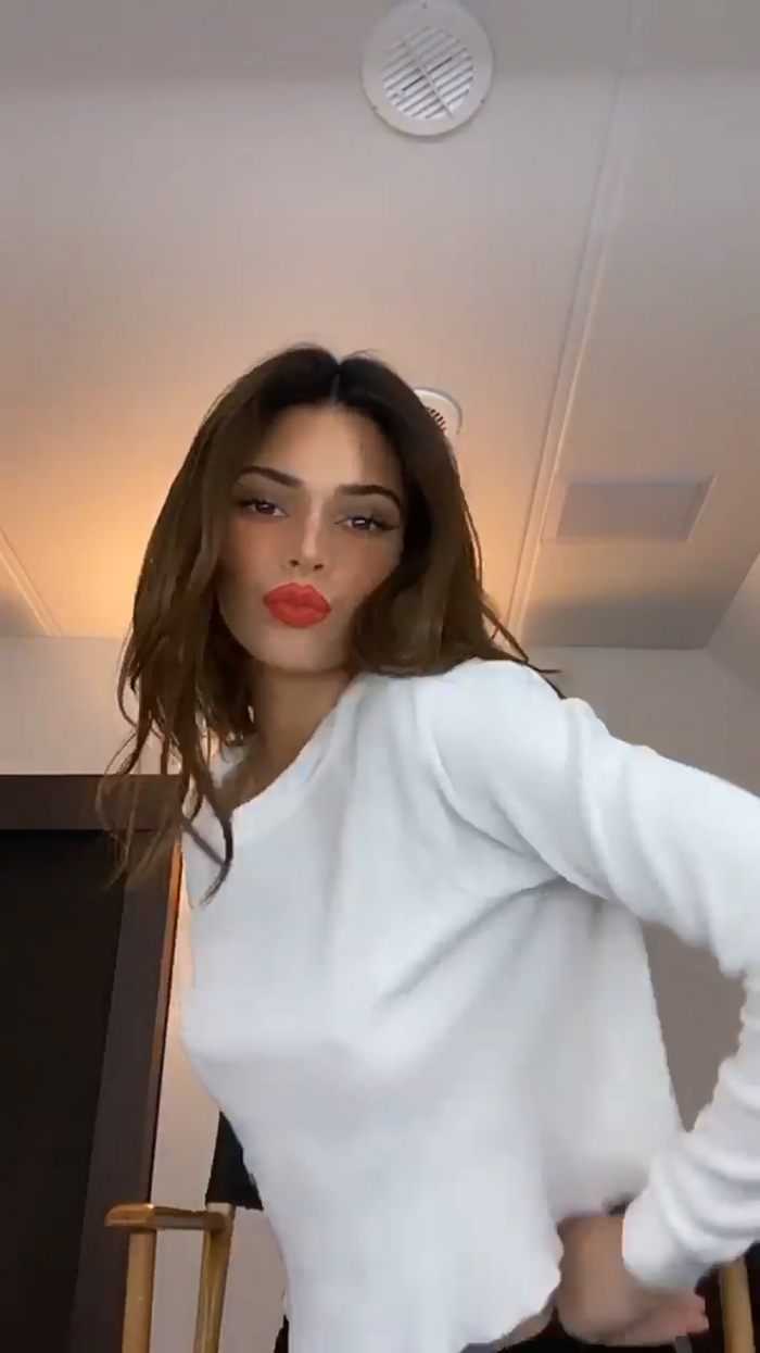 Kendall Jenner Braless Pokies on Instagram Live