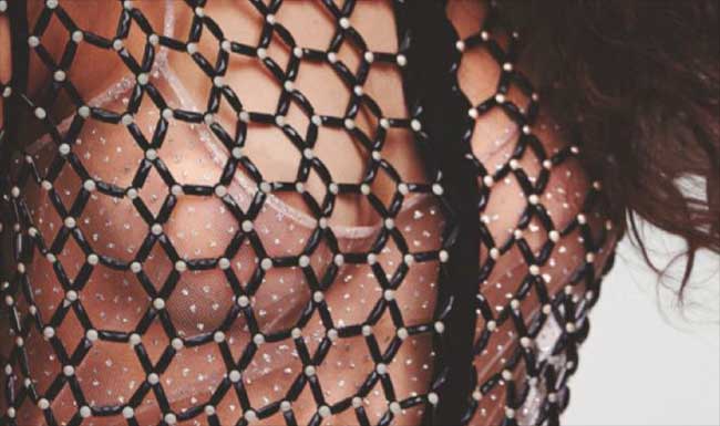 Zendaya Posing in a Slightly See Through Bralette