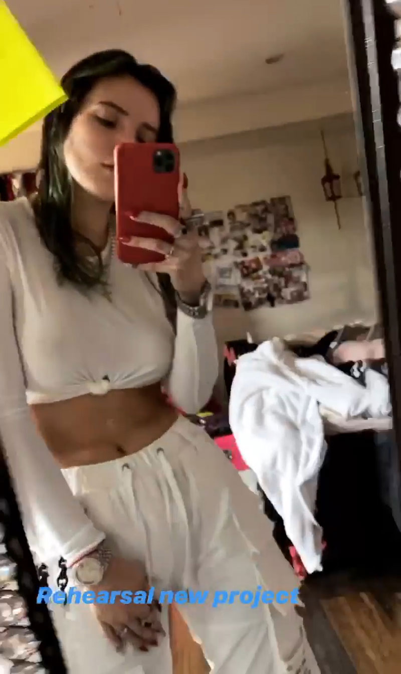 Bella Thorne Braless Selfies in a Thin, White Top on Instagram