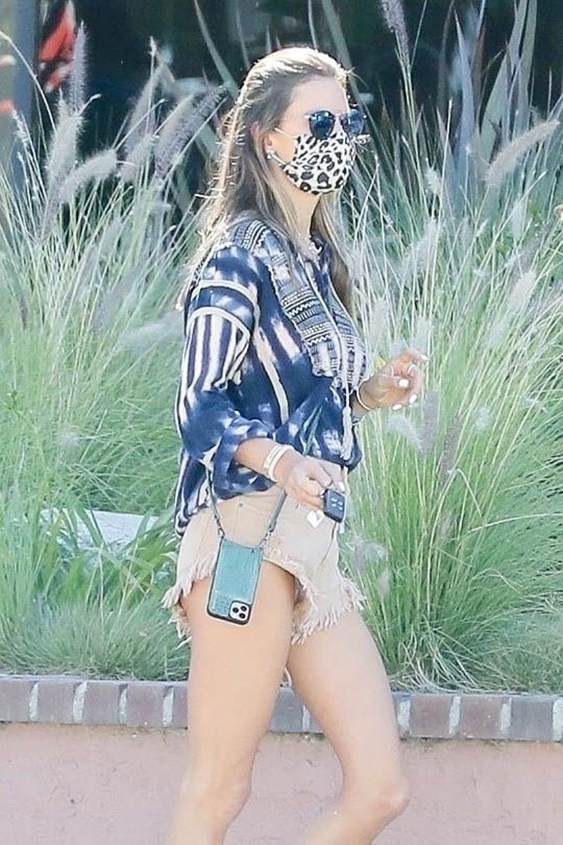 Alessandra Ambrosio Loose Shorts Pantie Peek