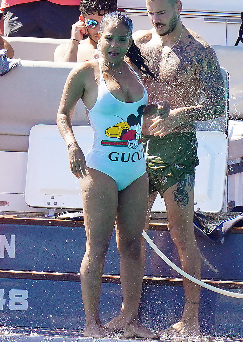 Christina Milian Boobs in a Wet, White Bathingsuit