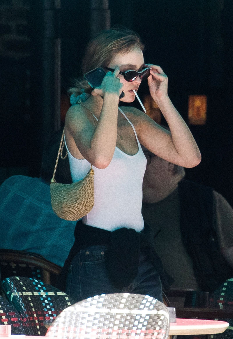Lily Rose Depp Nipple Pokies in White Top