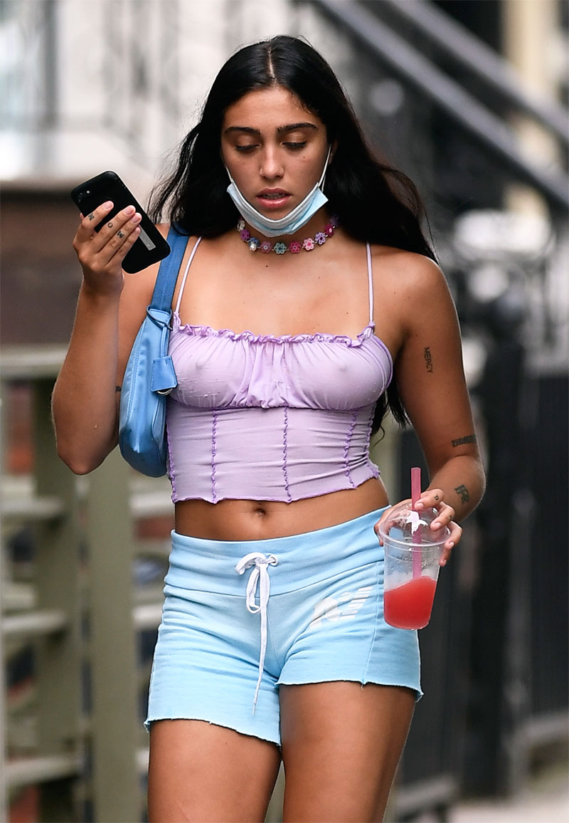 Lourdes Leon Braless in a Totally See Through Blouse