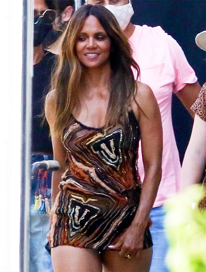 Halle Berry Modeling a See Through Evening Gown