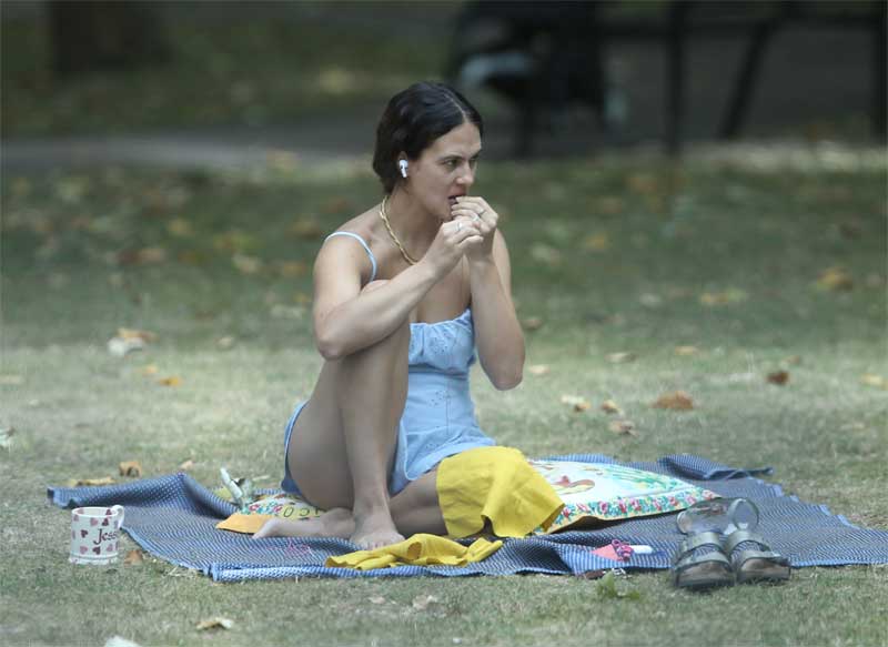 Jessica Brown Findley Pantie Upskirt in a Park