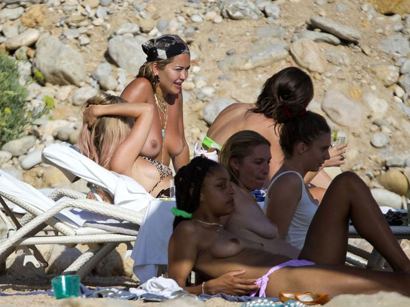 Rita Ora Topless Sunbathing with Friends