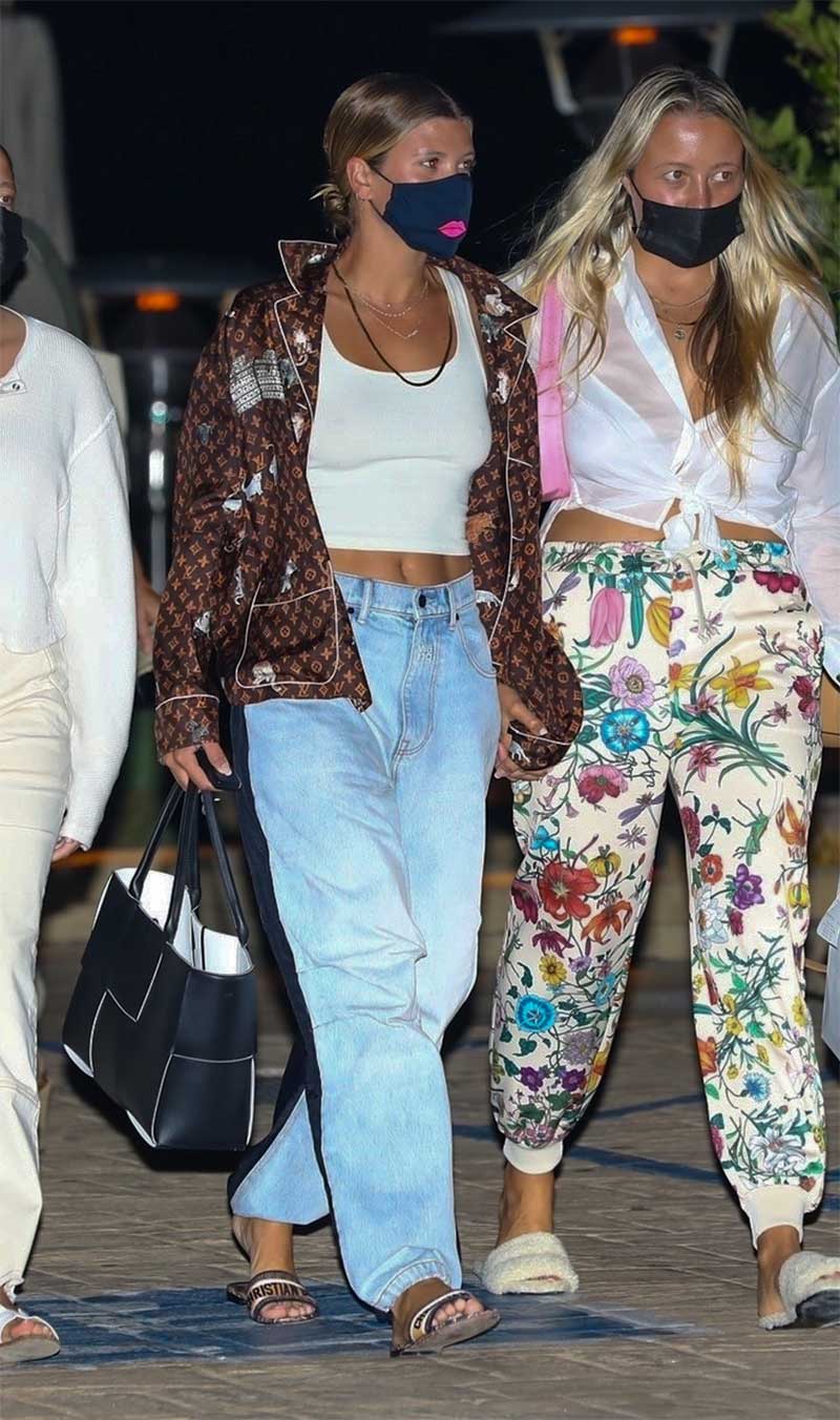 Sophia Richie Braless Pokies in a Wife Beater Shirt