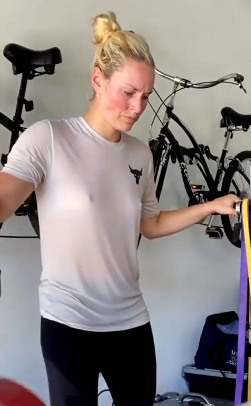 Lindsey Vonn Braless Nipples in See Through White Shirt