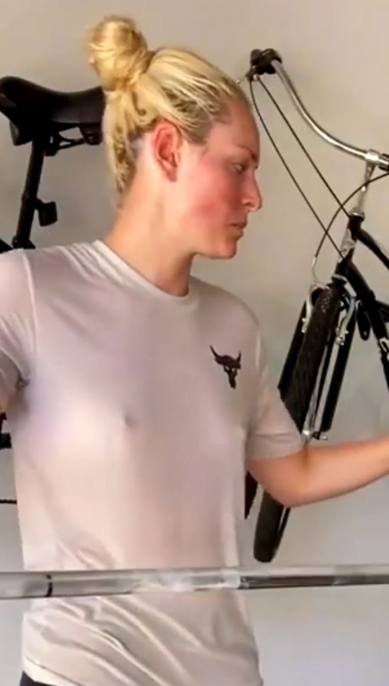 Lindsey Vonn Braless Nipples in See Through White Shirt