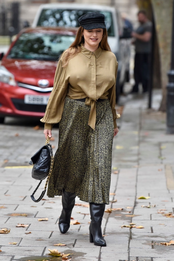 Kelly Brook Rock Hard Nips in Silk Blouse