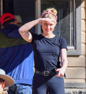 Amber Heard Braless Pokies on Horseback