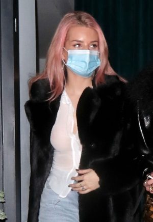 Lottie Moss Braless in Sheer, White Blouse