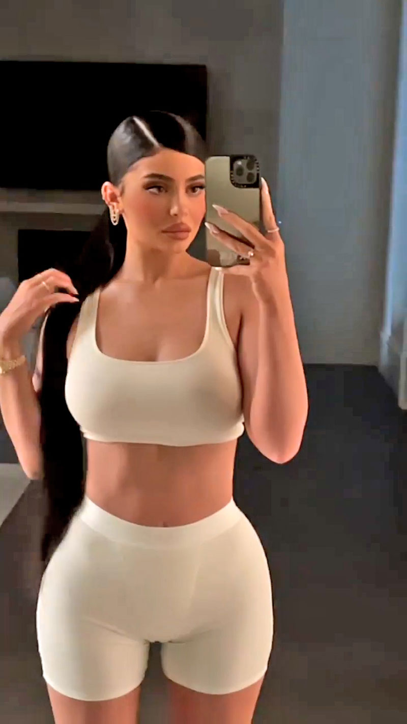 Kylie Jenner Cameltoe in White Workout Wear