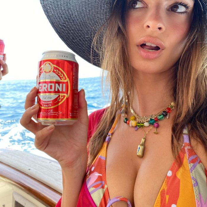 Emily Ratajkowski Beer Time Cleavage