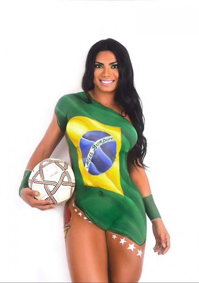Miss Brazil Painted Titties Going for Gold