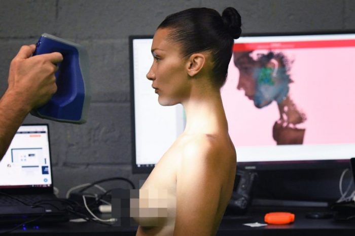 Bella Hadid Behind The Scenes Topless