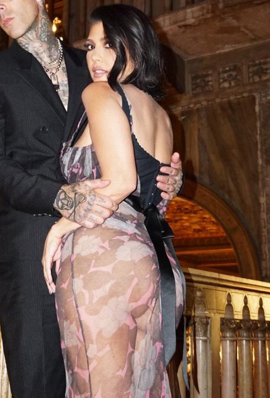 Kourtney Kardashian In A See Through Dress