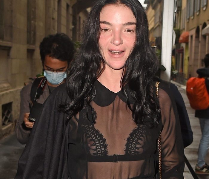 Mariacarla Boscono Nipples In A See-through Dress