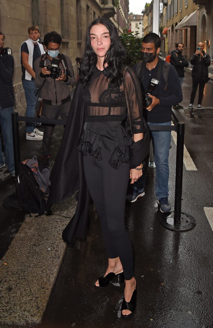 Mariacarla Boscono Nipples In A See-through Dress